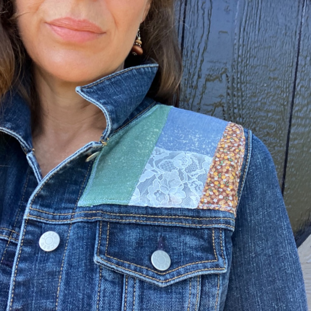 Reworked, Distressed, Patched J Crew Jean Jacket